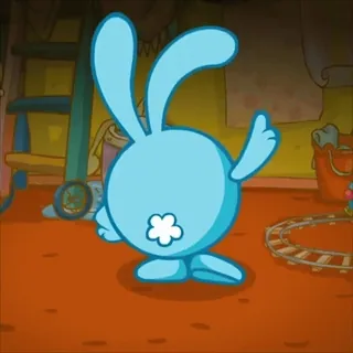 💪 a6f355e6 Dessin animé, Lapin, Animal, Dos, Bleu whatsapp sticker