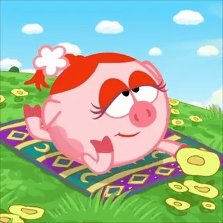 🏵 ceb09a81 dessin animé, personnage, cochon, fleur, souriant, détente whatsapp sticker