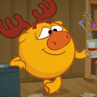 🍵 f02b4a19 dessin animé, personnage, souriant, élan, boisson whatsapp sticker