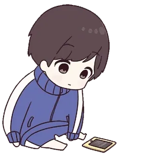 📱 45936236 애니메이션, 소년, 앉아있는, 태블릿 telegram sticker