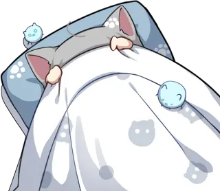 😳 bd96547f 고양이, 자는, 침대, 귀여운, 동물, 베개 telegram sticker