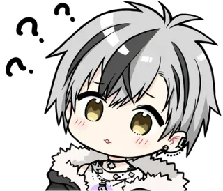 🤔 a175bfc9 Anime, Vraagteken, Chibi, Verward, Jongen, Schattig, Cartoon telegram sticker