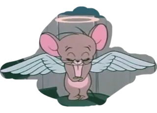 😇 3b65ceec Jerry Mouse Tom and Jerry kartun, malaikat, tikus, sayap, aura whatsapp sticker