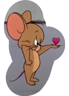 🥵 6e34e20f Jerry kartun, tikus, cinta, hati, animasi, Jerry Mouse whatsapp sticker