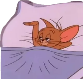 😴 ab147db3 Jerry Tom and Jerry kartun, tikus, tempat tidur, mengantuk, pagi, malas whatsapp sticker