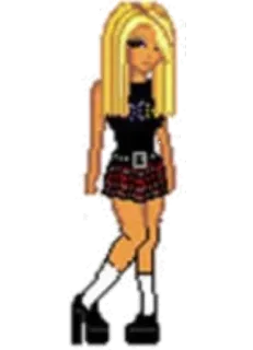 💗 2b6a16b7 pixel art, fashion, character, blonde, skirt, doll telegram sticker
