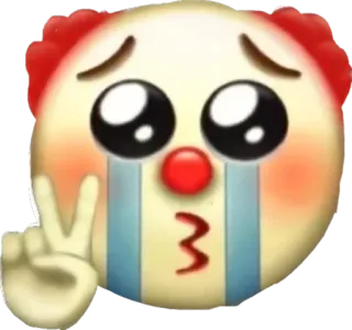 🤡 544b6fed clown, emoji, crying, peace sign, sad, upset, tears, makeup telegram sticker