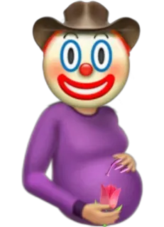 🤡 75bca31f clown, emoji, pregnant, cowboy hat, flower telegram sticker