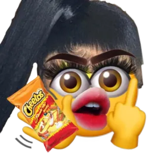 🖕 7f86405e Cheetos emoji, middle finger, snack, Cheetos, food, offensive telegram sticker