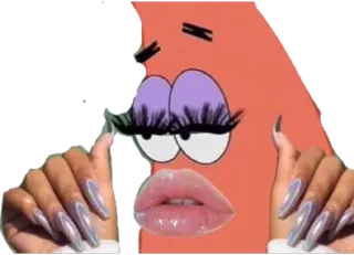 💅 84fef33f Patrick Star SpongeBob SquarePants patrick star, makeup, lashes, nails, cartoon, spongebob telegram sticker