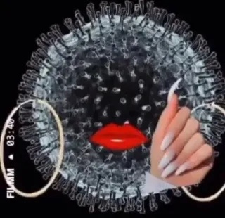 💅 b3a49c27 03:40 coronavirus, covid-19, virus, lips, nails, pandemic telegram sticker