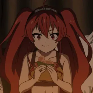 🥰 6f07ac5e 애니메이션, 빨간 머리, 귀여운, 여자, 음식 whatsapp sticker