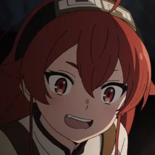 😄 8830d96d 애니메이션, 빨간 머리, 웃는, 캐릭터, 여성 whatsapp sticker