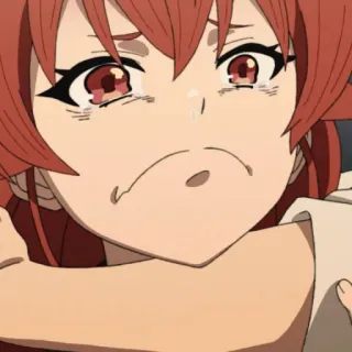 🥺 cb204965 애니메이션, 울음, 슬픔, 빨간 머리, 여자 whatsapp sticker