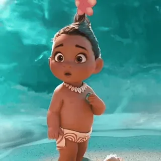 🌿 4ee6939c Moana เบบี้โมอาน่า, ดิสนีย์, น่ารัก, การ์ตูน, ทะเล, ชายหาด, ดอกไม้ telegram sticker