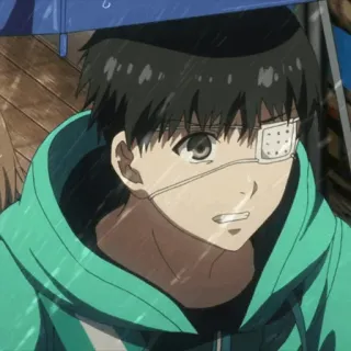 💉 95515e02 Ken Kaneki Tokyo Ghoul Аниме, Токийский гуль, Кен Канеки, Гуль, Повязка на глаз, Дождь, Манга telegram sticker