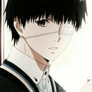 💉 f0265c1a Ken Kaneki Tokyo Ghoul Аниме, Манга, Кен Канеки, Токийский гуль, Повязка на глаз, Гуль, Японская анимация telegram sticker
