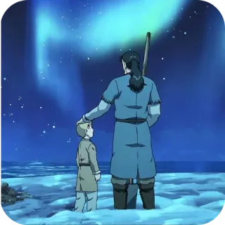 🪐 59dd3412 padre, figlio, aurora boreale, cielo, famiglia, cartone animato telegram sticker