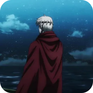 🧥 5edea6f8 anime, notte, stelle, mantello, oceano, personaggio telegram sticker