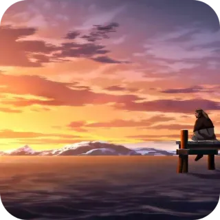 🌇 c4fb4a0f tramonto, molo, persona, lago, silhouette, paesaggio telegram sticker