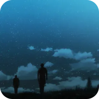 🌌 d987a21d cielo notturno, silhouette, stelle, nuvole, paesaggio, camminare telegram sticker