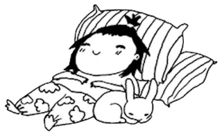 😴 4060a6b5 Mädchen, Hase, schlafend, Kissen, niedlich, Cartoon, Schlafenszeit telegram sticker