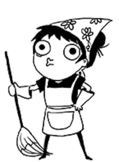 😄 92ea1fd1 Cartoon, Mädchen, Reinigung, Monochrom, Haushalt, Besen telegram sticker