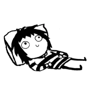 😊 c37e081f Cartoon, Katzenmädchen, Anime, Gestreiftes Shirt, Liegend telegram sticker