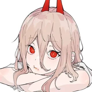 👀 13e470d9 Power Chainsaw Man Anime, Manga, Diable, Fille, Cornes, Yeux rouges, Chainsaw Man, Power whatsapp sticker