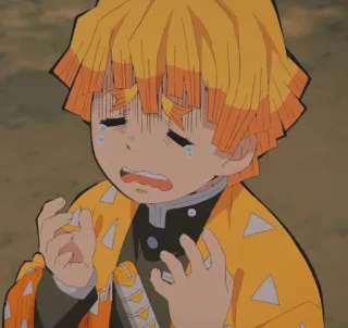 🌟 0251b16b Zenitsu Agatsuma Demon Slayer Anime, weinen, verängstigt, Demon Slayer, Zenitsu, emotional telegram sticker