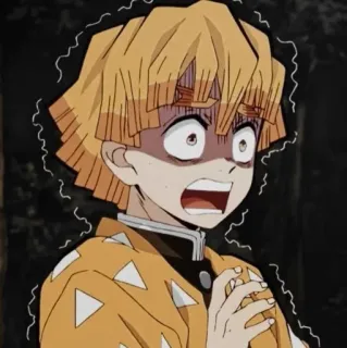 🌟 1d1c1969 Zenitsu Agatsuma Demon Slayer Anime, Demon Slayer, Zenitsu, verängstigt, Ausdruck, Cartoon, Manga telegram sticker