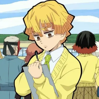 🌟 7631b11a Zenitsu Agatsuma Demon Slayer Anime, Demon Slayer, Zenitsu, Gelb, Cartoon telegram sticker