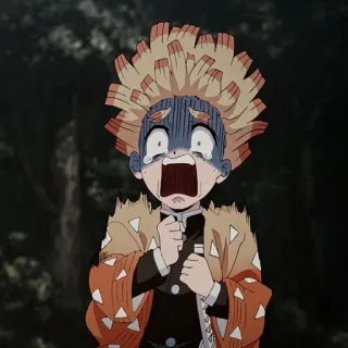 🌟 8e0f74b7 Zenitsu Agatsuma Demon Slayer anime, manga, demon slayer, zenitsu, verängstigt, geschockt, blitz telegram sticker