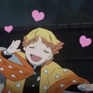 🌟 fd04d079 Zenitsu Agatsuma Demon Slayer Anime, Demon Slayer, Zenitsu, Herzen, Süß, Cartoon telegram sticker