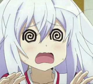 😨 a3d654af Anime, Kartun, Mata spiral, Pusing, Bingung, Animasi telegram sticker