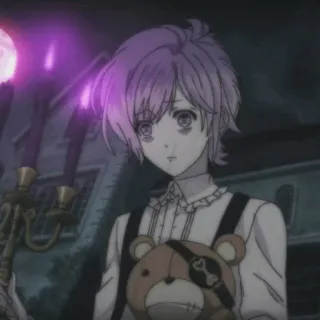 🧸 39ef0870 Anime, Gotik, Lucu, Karakter, Rambut ungu, Boneka telegram sticker