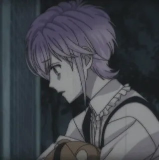 🧸 b4858055 anime, anak laki-laki, rambut ungu, sedih, pakaian formal telegram sticker