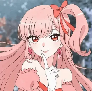 📓 cf31f614 gái anime, dễ thương, hồng, suỵt, ngón tay lên môi, hoạt hình telegram sticker