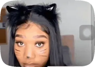 🤭 bb190db8 tai mèo, bộ lọc, khuôn mặt, phụ nữ, dễ thương, selfie telegram sticker