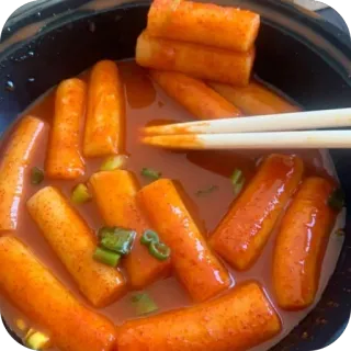 🫥 498ec5a6 Tteokbokki, Coreano, Comida, Pastel de arroz, Picante, Cocina asiática telegram sticker