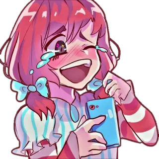 😂 0b54d8a2 gadis anime, menangis, senang, emosional, kawaii, ponsel, imut, kartun telegram sticker