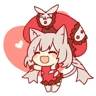❤ 1590d873 Anime, Lucu, Gadis kucing, Kawaii, Merah, Hati, Kartun telegram sticker