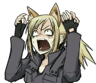 🤬 22f8f463 anime, gadis rubah, takut, panik, syok, manga telegram sticker