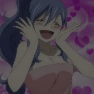 🌊 6cf5a00a Juvia Lockser Fairy Tail 动漫, 妖精的尾巴, 茱比亚, 茱比亚·洛克丝, 微笑, 爱心 telegram sticker