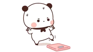🍩 9c91d673 熊猫, 卡通, 可爱, 体重秤, 担心, 贴纸 telegram sticker