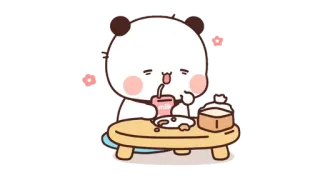 🍩 f246ff17 熊猫, 可爱, 卡哇伊, 喝, 牛奶 telegram sticker