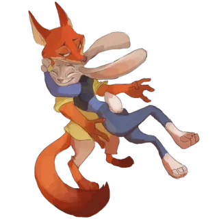 🙌 5ae6f257 Judy Hopps and Nick Wilde Zootopia Zootopia, Judy Hopps, Nick Wilde, cartoon, fox, rabbit, hug telegram sticker