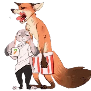😫 71301971 Judy Hopps and Nick Wilde Zootopia Zootopia, Judy Hopps, Nick Wilde, cartoon, bunny, fox telegram sticker