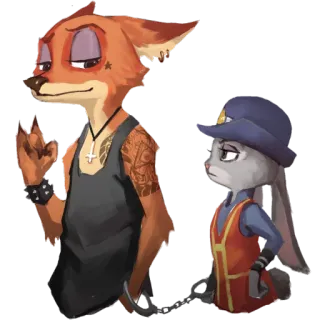 😼 7d2e687d Nick Wilde Zootopia Nick Wilde, Judy Hopps, Zootopia, fox, bunny, cartoon, anthropomorphic telegram sticker