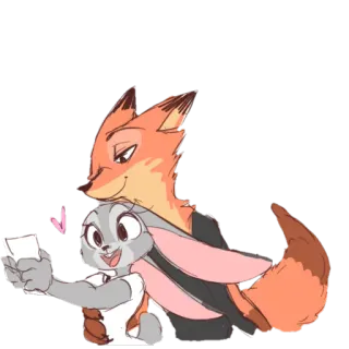 🤳 ae1e8493 Judy Hopps and Nick Wilde Zootopia Zootopia, Judy Hopps, Nick Wilde, Disney, cartoon, fox, rabbit telegram sticker